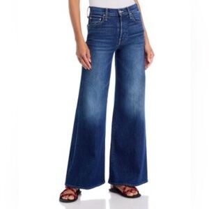 MOTHER The Tomcat Roller Wide-Leg High-Rise Jeans - Blue Denim